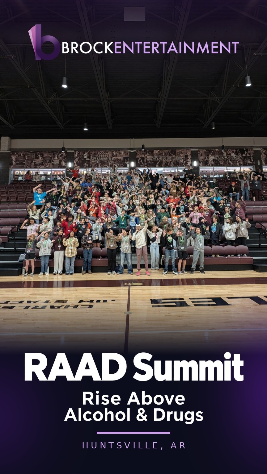 Students gather in the gym at the RAAD Summit in Huntsville, Arkansas