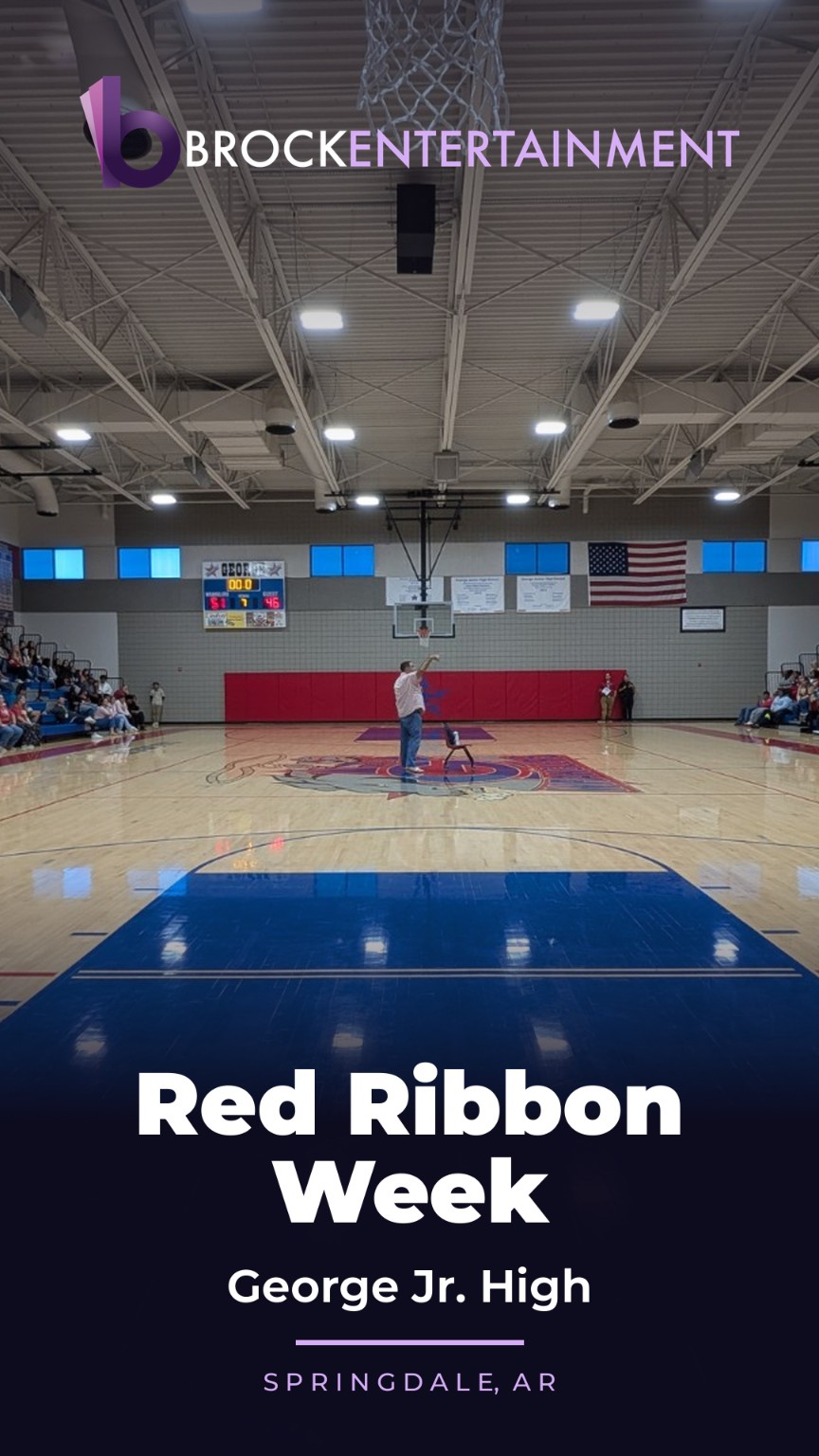 Red Ribbon Week at George Jr. High in Springdale, Arkansas, with a school assembly in the gym